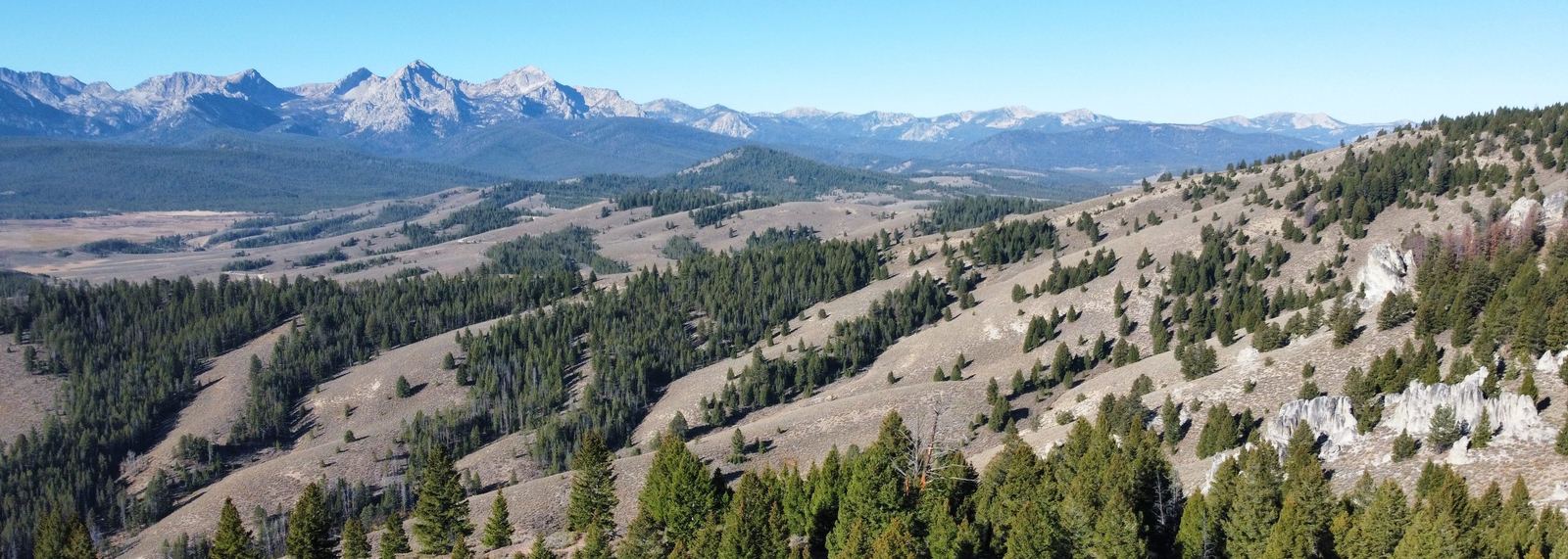 Sawtooth mountain range above the Stanley foothills, Idaho